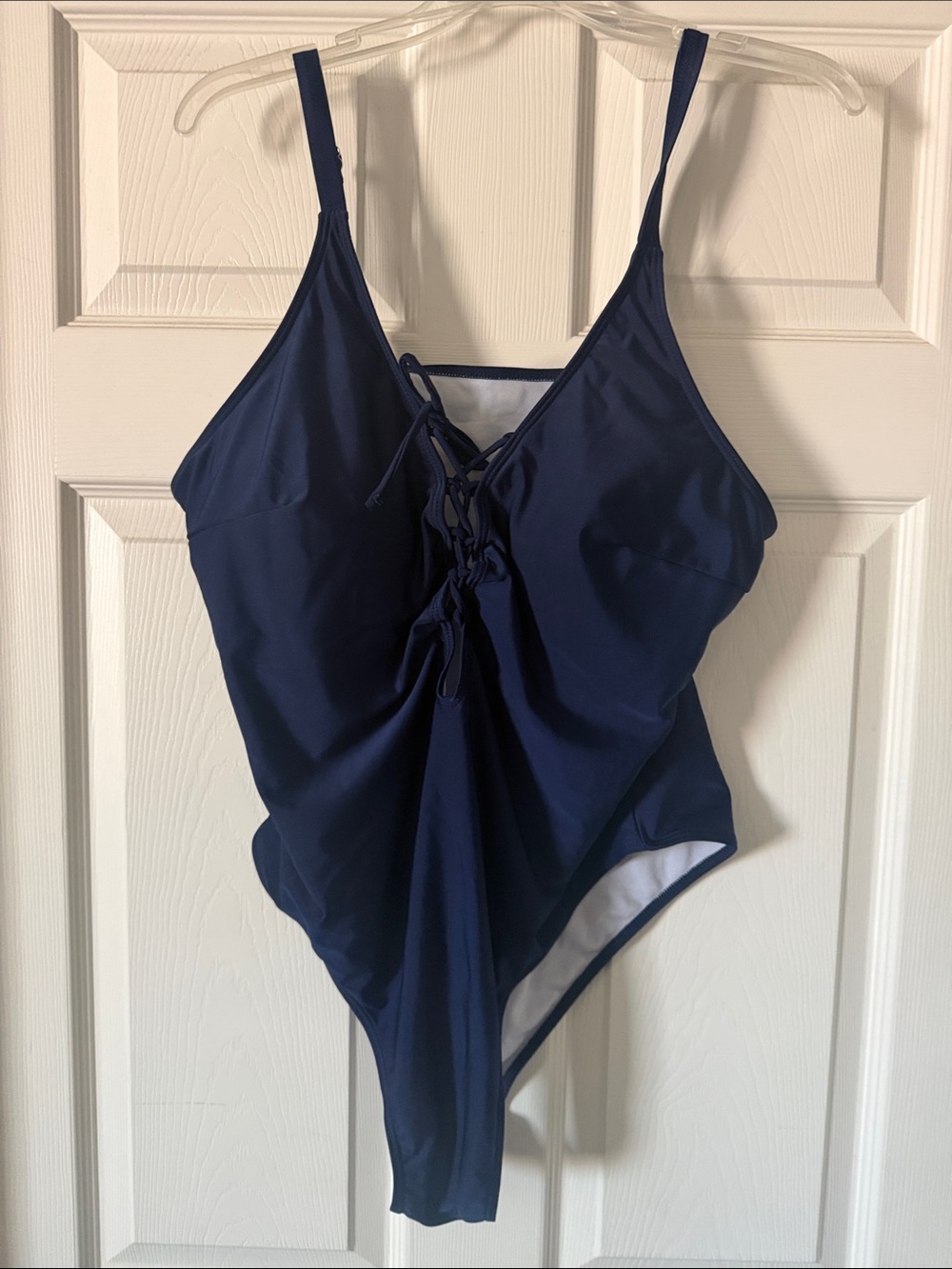 Navy Lace-Up One-Piece Swimsuit for Kids